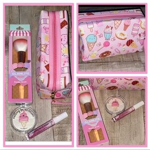 Essence Melting Ice Cream Highlighter & Gloss w/Glamlite Brush & A Makeup Bag